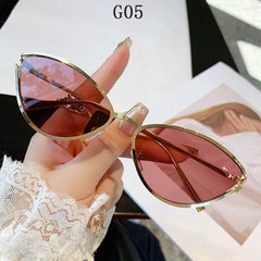 Cat Eye Sunglasses Women Trendy Vintage Vacation Designer Luxury Glasses Lentes De Sol Mujer Lunette Soleil Femme Vasos