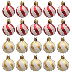 Christmas Ball Decoration Red and White Threaded Christmas Tree Hanging Decoration Hand drawn Christmas Ball Plastic