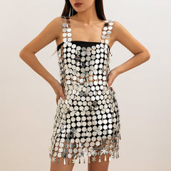 Cyberpunk nightclub style sexy slim fit backpack skirt Body Chain