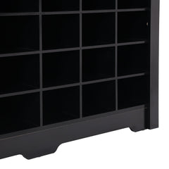 ONTREND Sleek Design 24 shoe cabinet, modern shoe cabinet with curved base, high-quality multifunctional side panel, black