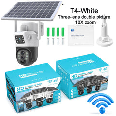 Solar camera WIFI dual-screen gunball 10x zoom low-power battery wireless monitor