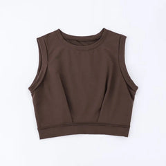 Short crop top with exposed navel and sleeveless loose fitting vest women's high waisted sports fitness yoga base shirt