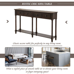 TREXM Console Table Sofa Table Easy Assembly with Two Storage Drawers and Bottom Shelf for Living Room Entryway (Espresso)