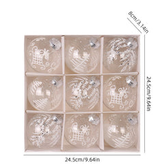 Christmas decorations 8cm/9PCS transparent PET painted Christmas ball gift box set Christmas tree pendant