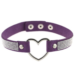 Japan's Harajuku Soft Girl Black Rhinestone Peach Heart Love-Shaped Collar Women's Neck Strap Collarbone Necklace Short