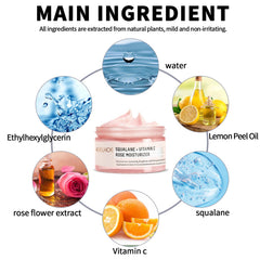 Squalane Vc Rose Moisturizing Cream, Anti Dull Moisturizing Firming Brightening Face Cream