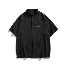 Pocket embroidery workwear short sleeved shirt men's and women's loose half sleeved shirt
