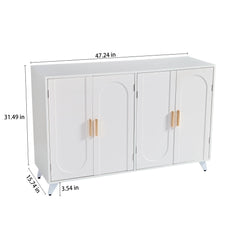 Sideboard Buffet cabinet with 4 doors and removable shelves, for living room, dining room, ivory white