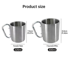 Outdoor mountaineering button, water cup, trip, camping, portable button, 201 stainless steel material