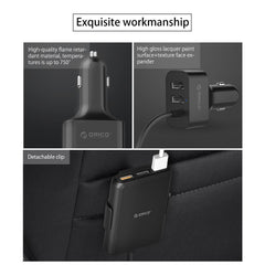 ORICO UCP-5P Portable 52W Car Charger with Expander Quick Charge 3.0 Car Charger 5 Porst for Your needs MPV Car