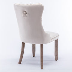 Nikki Collection Modern High-end Tufted Solid Wood Contemporary Velvet Upholstered Dining Chair 2-Pcs SetBeige