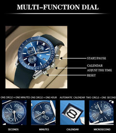 Multi functional waterproof night light men's watch quartz watch