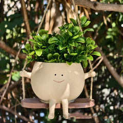 Swing Face Planter Resin Plant Succulent Pots Creative Wall Hanging Head Planter Multifunctional Home Garden Patio Accessories