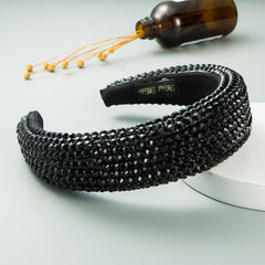 Ins Super Flash Full Drill 4.5cm Wide Brimmed Headdress Thickened Sponge Solid Color Headband Ladies Press Release Art Headband