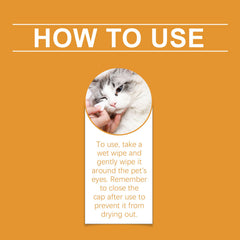 Eye Wipes for Cats and Dogs, Dogs to Tear Stains Cat Pet Eye Cleaning Wet Wipes for Eyes