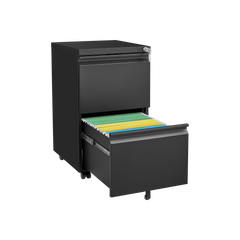 Metal 2 drawer mobile file cabinet with lock, 25.6-inch high legal/letter size file storage cabinet  black