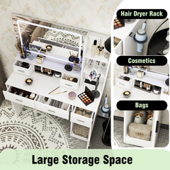 Smart mirror dressing table with drawers and storage cabinets, dressing table with bedroom dressing table, changing room