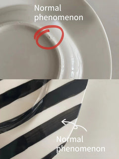 Nordic Ceramic Plate Dot Stripe Irregular Wave Shape Ceramic Dessert Plate Pasta Plate Dinner Plates Ceramic Dish Plates