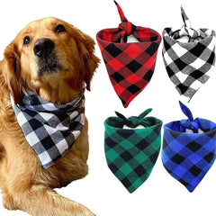 Dog Bandanas Large Pet Scarf Bandana For Dog Cotton Plaid Washable Bow Tie Collar Cat Puppy Triangular Scarf Bib Dog Accessories