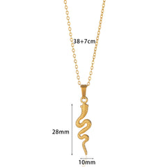Spirit Snake Pendant Retro Style Personalized Necklace Women's Stainless Steel Gold Plated