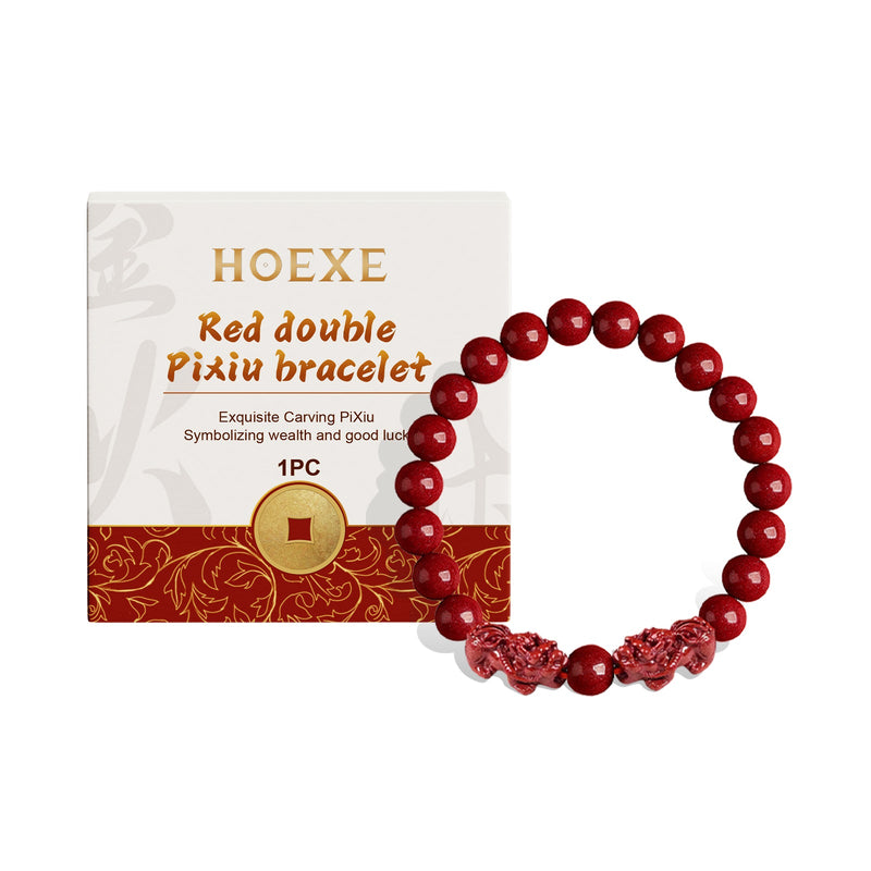 Red Double Pixiu Hand String Design Sense Bracelet Men And Women Universal Couple Hand Ornaments Portable Daily Gifts