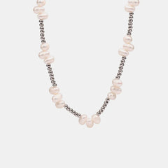 Freshwater Pearl Titanium Steel Bead Necklace