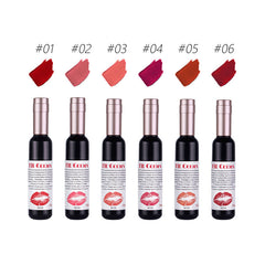 Fit Colors Red Wine Bottle Non Stick Cup Matte Lip Gloss Fog Face Velvet Lip Gloss Liquid Lipstick 6 Pcs Set