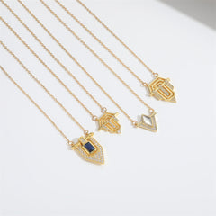 Roman retro flag design pendant necklace for women's collarbone chain