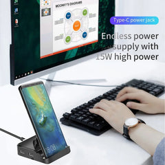 8 in 1 Type C HUB Docking Station Phone Stand USB C To HDMI-compatible Dock Power Charger Adapter For MacBook For Samsung HUAWEI