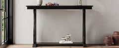 48-Inch Rustic Vintage Console Table --- Farmhouse Style Entryway Table with Open Shelf and Sturdy Construction (Black)