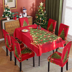 Christmas printed tablecloth, chair cover, waterproof, oil resistant, festive decoration, dining table cloth, chair cover, universal household use