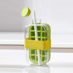 Ice Tray Ice Cube Mold Press Ice Maker With Lid 2-in-1 Ice Cube Bottle Food Grade Ice Making Straw Dual-use Ice Kettle