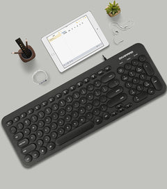 D520 Silent Wired Esports Keyboard USB Ultra Thin 104 Key Business Office Retro Punk Computer Gaming Keyboard