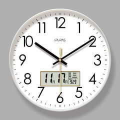 2025 New 10/12/14 - inch Electronic Calendar Wall Clock. Monitors temp & humidity. Dual - display. Mute. Quartz movement.