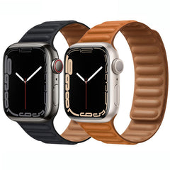 Suitable For iwatch8 Watchband S7 SE 6/5/43 Magnetic Suction New Leather Loopback Chain Apple Watch Wristband