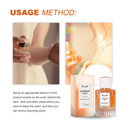 Lily Women Pheromone Perfume, Wrist Behind Ear Neck Natural Long-Lasting Light Fragrance Delicate Elegance Exudes Feminine Charm