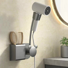 Punch-Free Hair Dryer Rack Wall-Mounted Hand-Held Rotating Lazy Bracket Bathroom