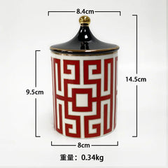 Gold Plated Stripe Ceramic Storage Jar Home Scented Candle Bottle Wedding Candy Gift Jar Cosmetic Jewelry Storage Bottle Decor