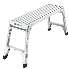 Aluminum Work Platform Large Size Step Stool Folding Portable Work Bench 40" Width Telescopic Feet 22" -27.5" Height Adjustable