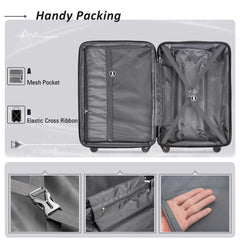 Expanable Spinner Wheel 2 Piece Luggage Set ABS Lightweight Suitcase with TSA Lock 20inch+28inch Light Blue + Plastic