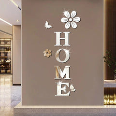 Acrylic mirror wall stickers flowers home decoration letters soft mirror self-adhesive wall stickers