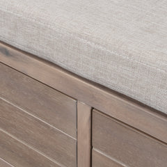 TREXM Storage Bench with Removable Basket and 2 Drawers, Fully Assembled Shoe Bench with Removable Cushion (White Washed)