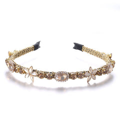 Crystal flower set with colorful glass diamond fine edge hair hoop