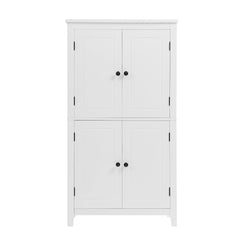 Bathroom floor storage cabinet, bathroom storage unit, 4-door independent cabinet, adjustable shelf, adaptive shelf, white