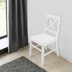 Roshan Farmhouse Acacia Wood Dining Chairs, White (Set of 2)