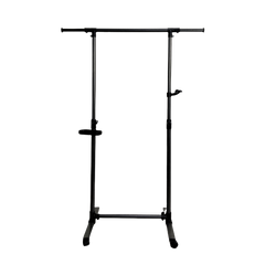 Short clothes hanger with chassis and wheels, heavy-duty rolling clothes hanger, black