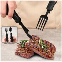 Multifunctional camping tableware stainless steel knife fork spoon, outdoor portable survival eating tools