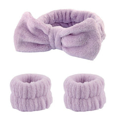 Wash face headband waterproof wrist strap set butterfly bow simple headband wrist 3-piece set