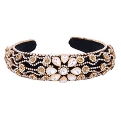 Claw inlaid colored glass diamond flower full diamond wide edge sponge head hoop