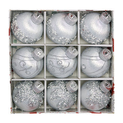 Christmas balls, silk balls, winding balls, painted balls, 8cm, 9pcs, boxed Christmas decorations